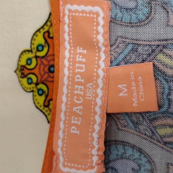 Peachpuff USA Bohemian Kaftan Boxy Tunic Top Medium Lounge Resortwear Flowy - Picture 11 of 13